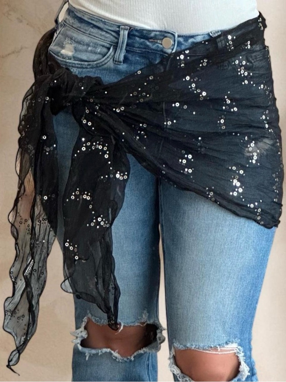 Black Sequin Scarf/Wrap
